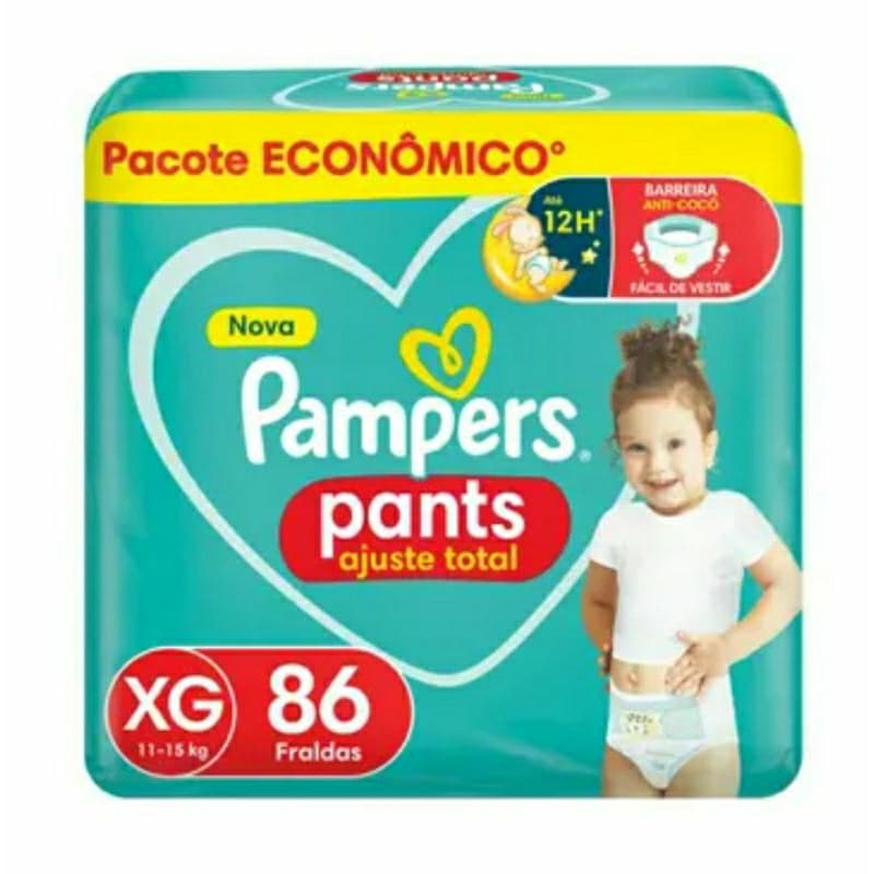 Fraldas Pampers Ajuste Total Pants XG 86 unid.