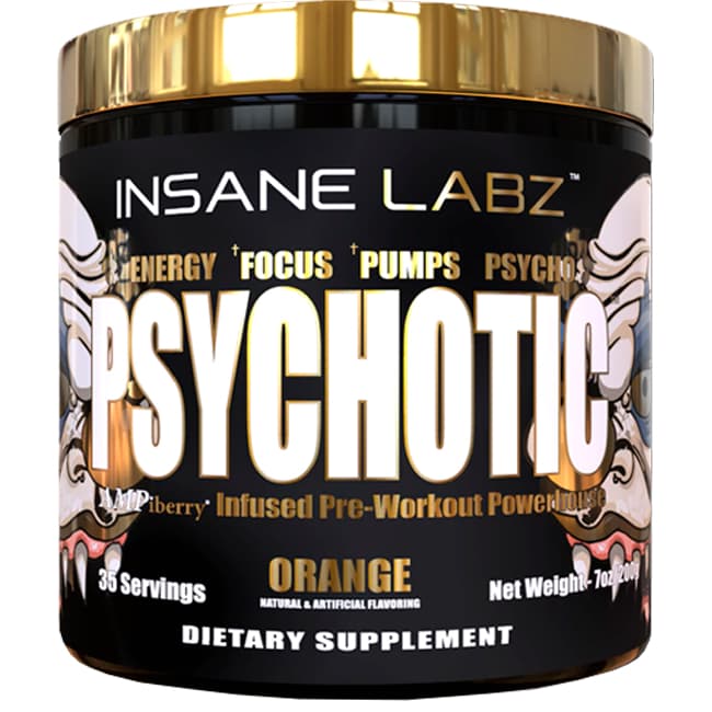 Psychotic Gold Pré-Treino 200g 35 Porções Por Recipiente Sabor Laranja - Insane Labz