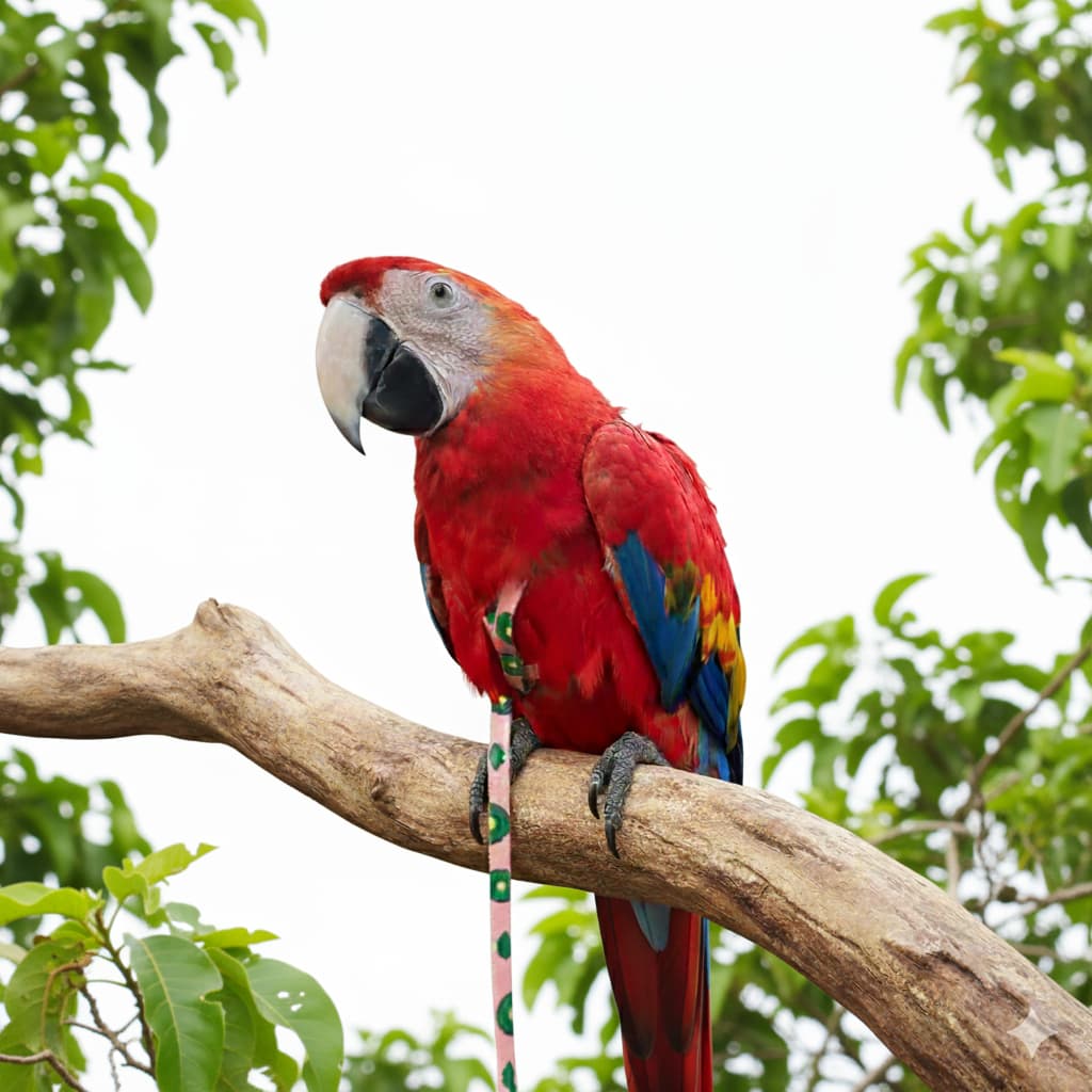 Coleira Guia Peitoral Ajustável Para Aves Grandes – Arara, Cacatua e Papagaio