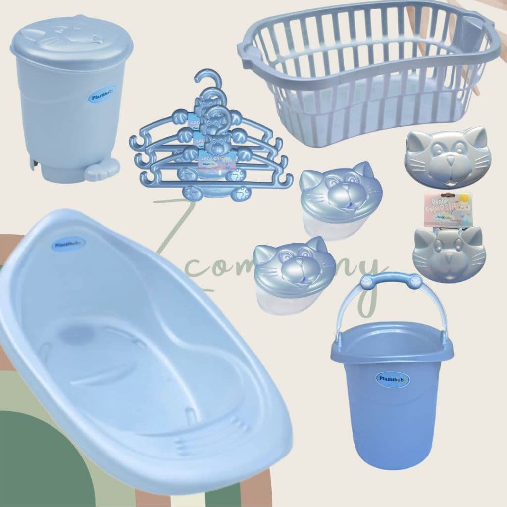 Banheira Para Bebe Kit Completo Cabide Ôfuro Porta Cotonete Banho Cesto Roupa Lixeira Banheiro