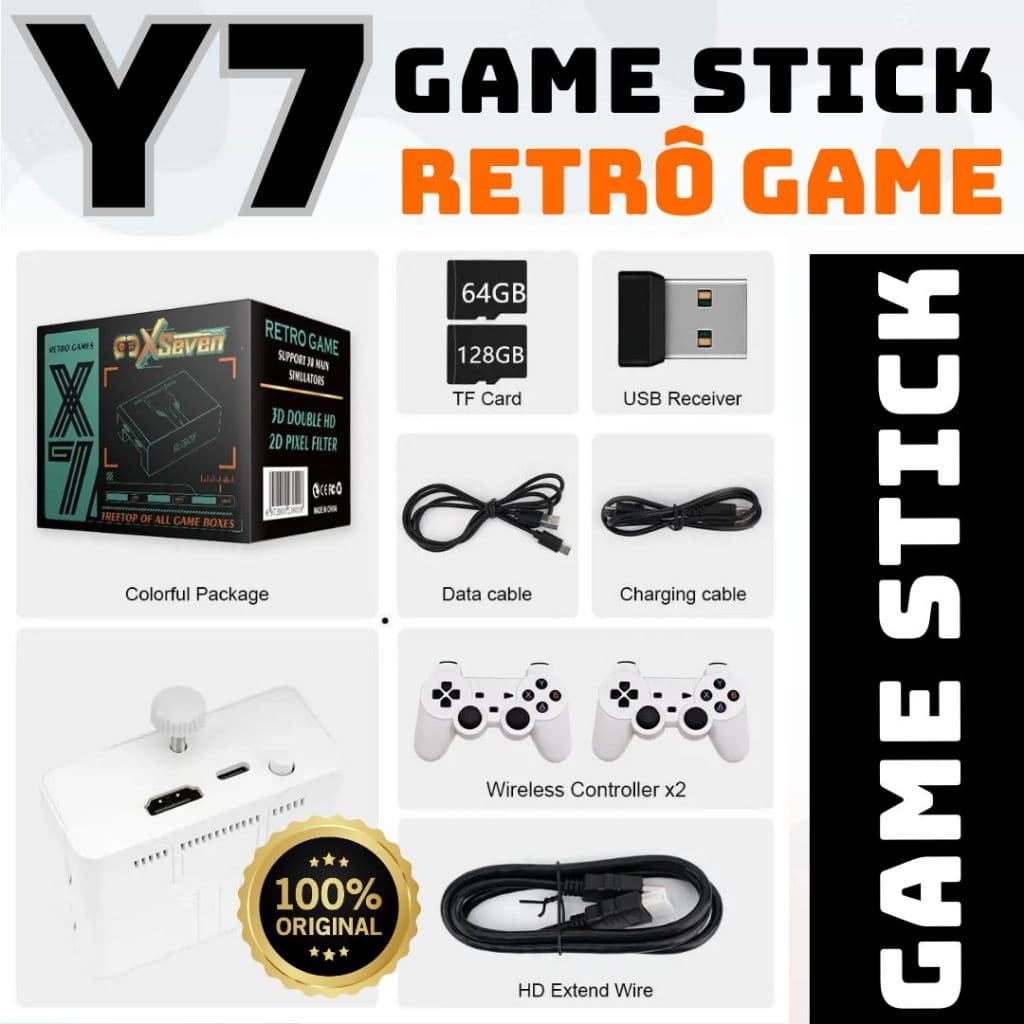 Y7 Game / X7 Game Stick Console de Videogame Portátil  com Suporte + 11.000 Jogos Vídeo HD Controle Sem Fio Comum Retrô