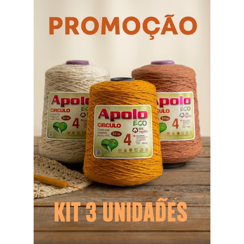 🧶 Kit 3 Unidades Barbante Apolo Fio 4 – 600g | Círculo  Perfeito para crochê, tricô e artesanato em geral!