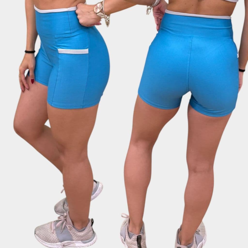 Shorts Line Com Bolso Para Celular Roupa Fitness Academia Feminino Corrida Zero Transparência Cross