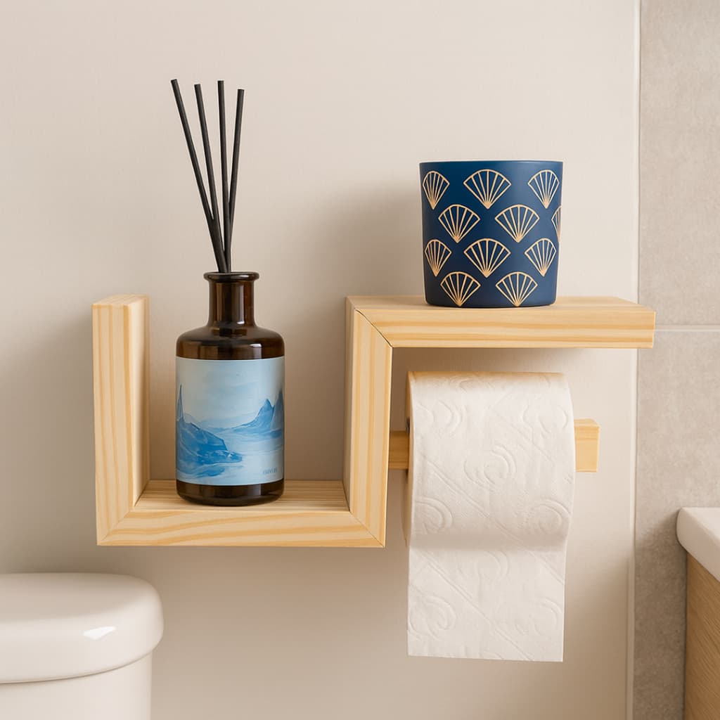 Suporte Porta Papel Higiênico de Parede Madeira nobre | Decoração Banheiro  nicho