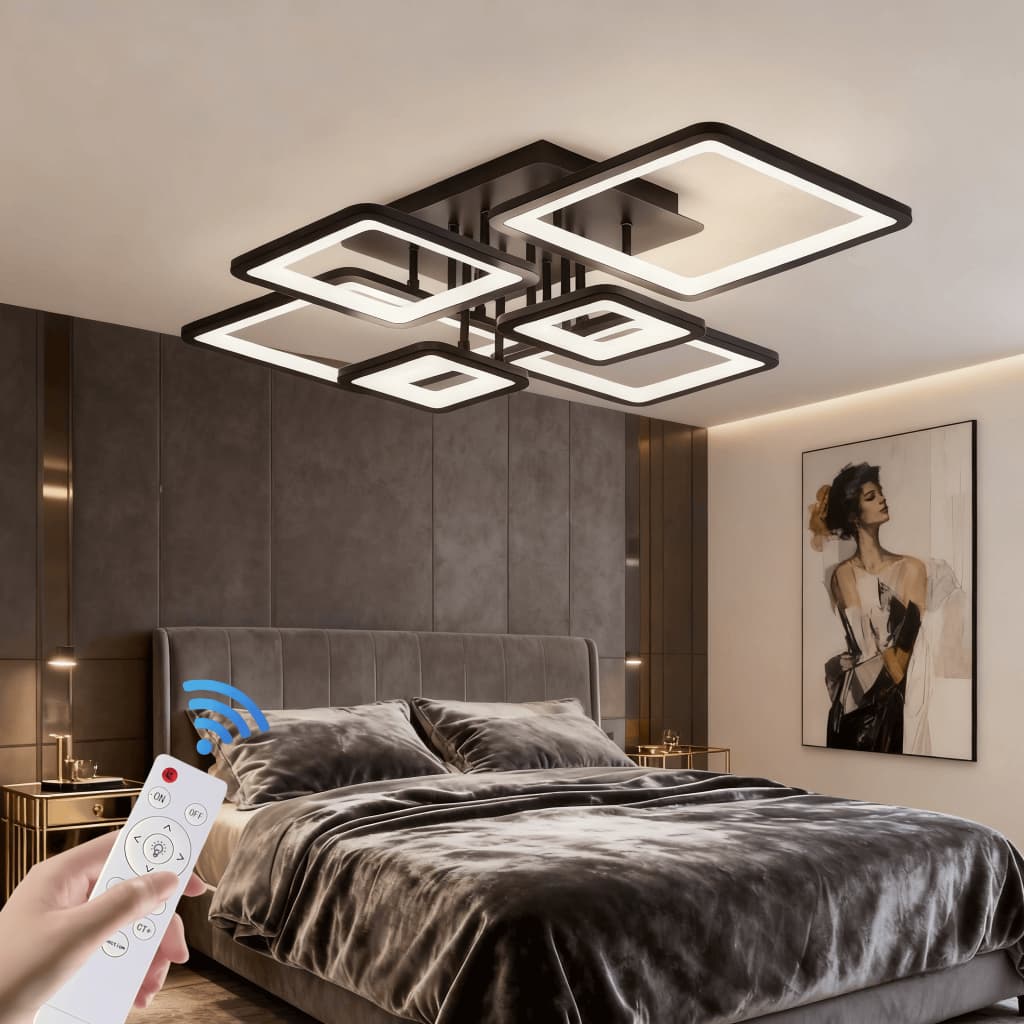 Luminaria de Teto LED Controle Remoto Bivolt 80cm*58cm Luminária Moderna 3 Cores Lustre de Teto Moderno de 102W
