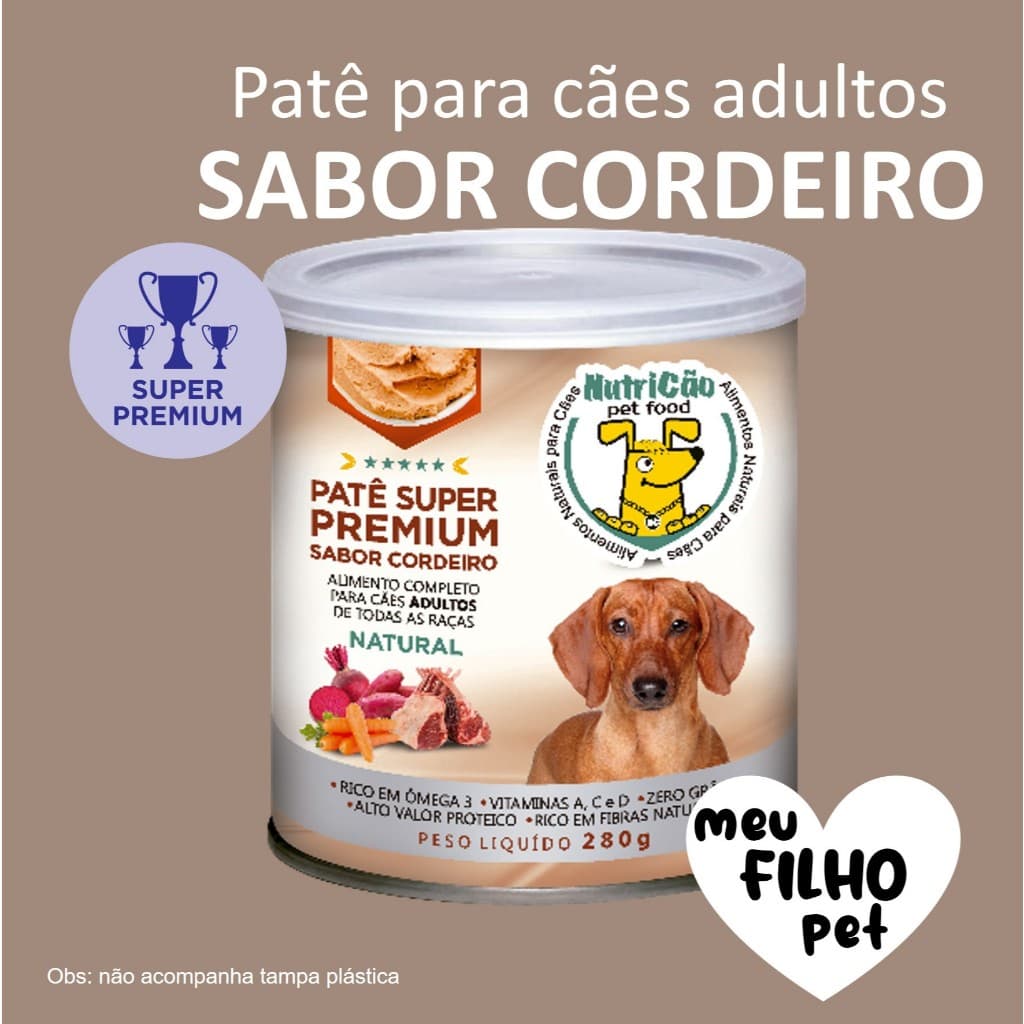 Ração Úmida Patê Natural Cães Adultos Maximo Sabor Cordeiro NutriCão Pet Food Ração Molhada