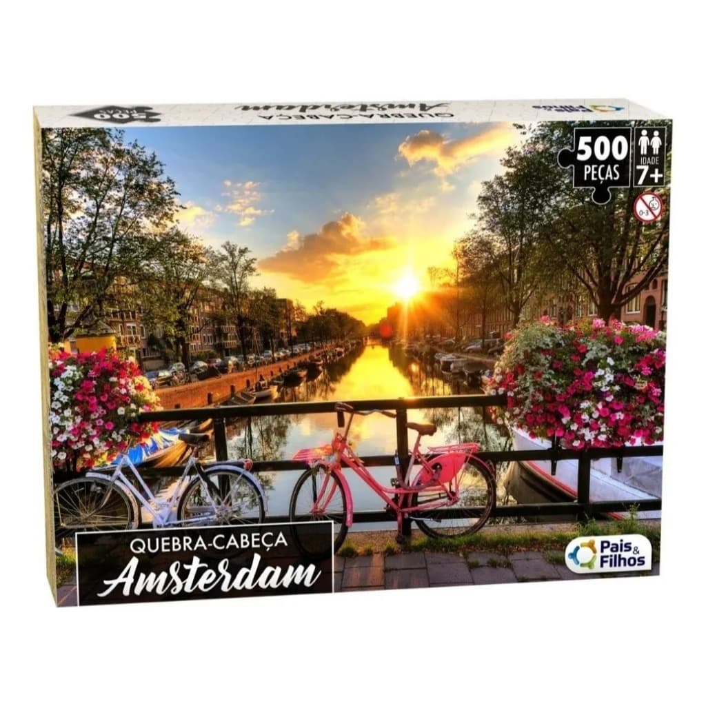 Jogo Tabuleiro Quebra Cabeça Puzzle Família Quadro Amsterdam 500 Peças
