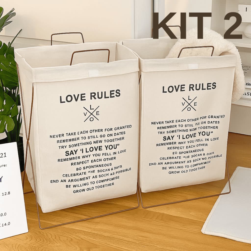KIT 2 Cesto De Roupa Dobravel Com Suporte Em X Multiuso Organizador Quarto Banheiro Lavanderia KIT FAMILIAR SN-11