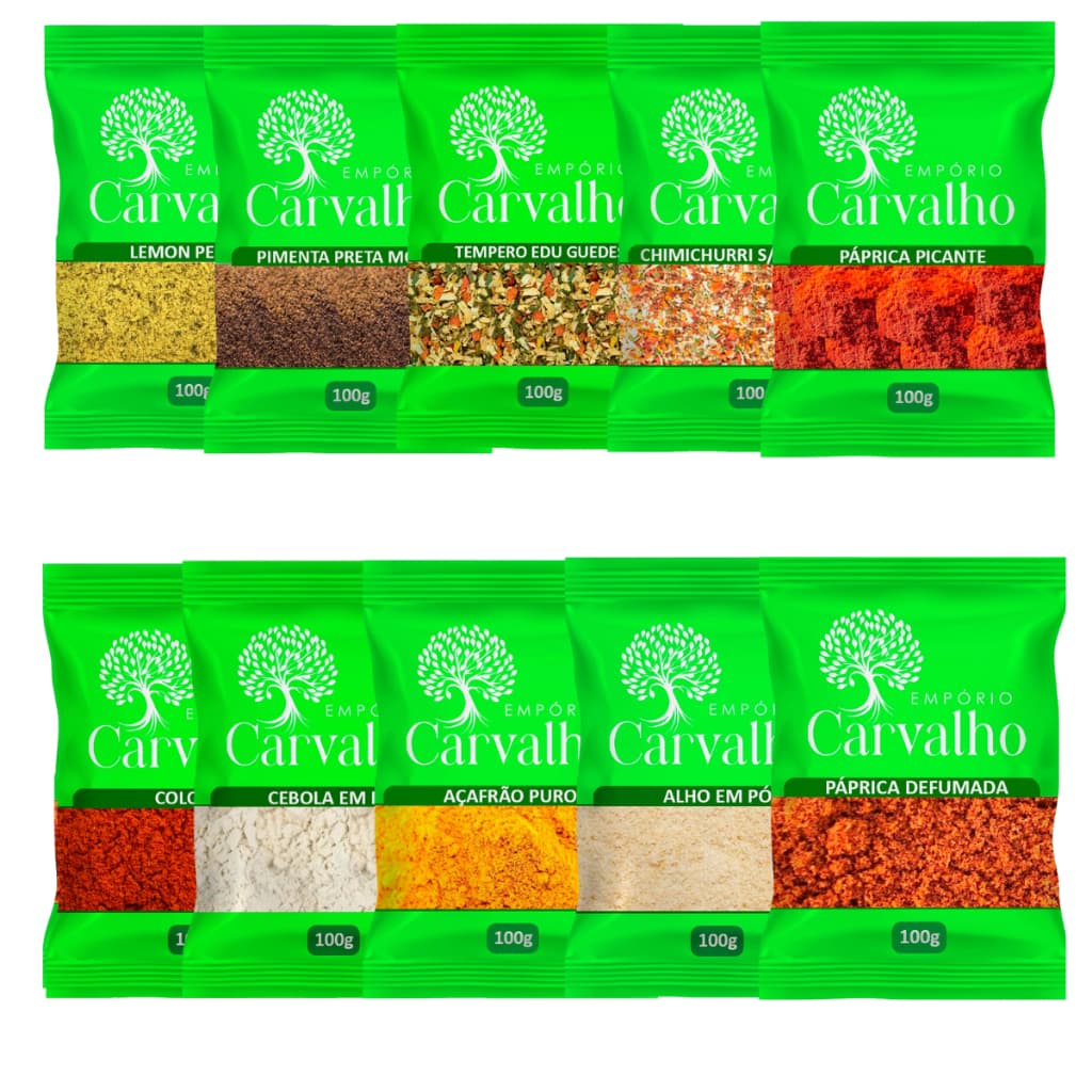 Kit 10 Temperos Naturais para Dia a Dia 100g cada Qualidade Imperdível 1kg Tempero Envio Imediato