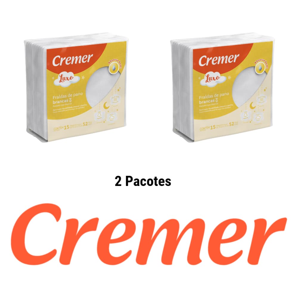 2 Pacotes de Fralda Luxo Pacote 15 Unid - Cremer