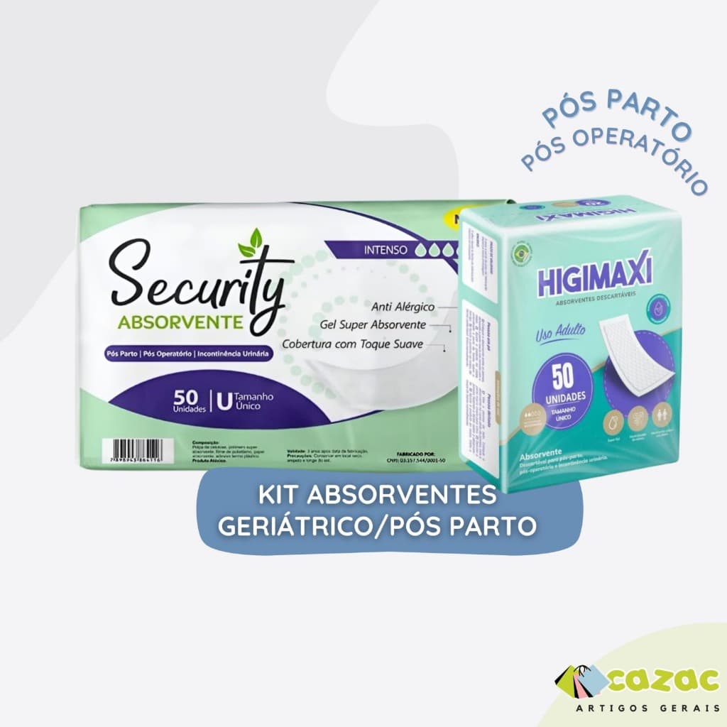 Absorvente Geriátrico 50 100 150 ou 200 Unidades Unissex Incontinência Pós Operatório/Pós Parto/Noturno Sortido