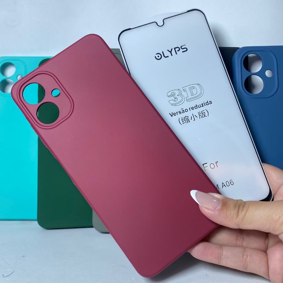 Capa A06 + Película 3D Kit Samsung Capinha Case Protetora Celular Silicone