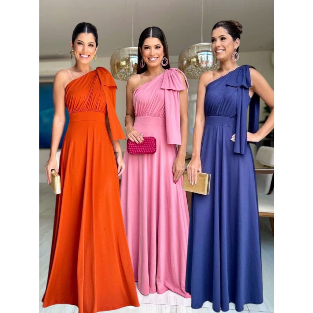 Vestido Feminino Longo Social Festa Casamento Eventos e Formatura Vestido Elegante de Laço