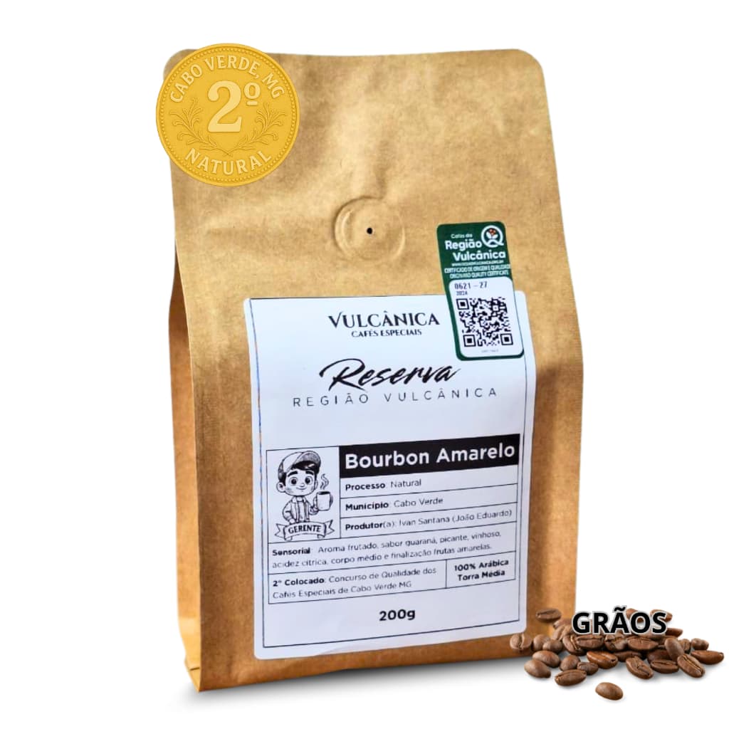 Café Bourbon Amarelo Reserva 200g – Vulcânica Especial em Grãos ou Moído - Torra Média