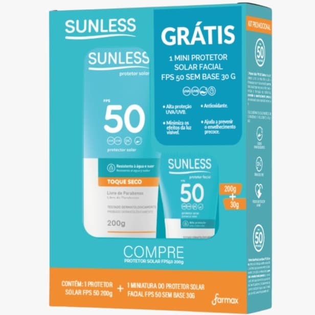 Kit Protetor Solar Sunless Toque Seco Fps 50 200g + Mini Protetor Facial 30g