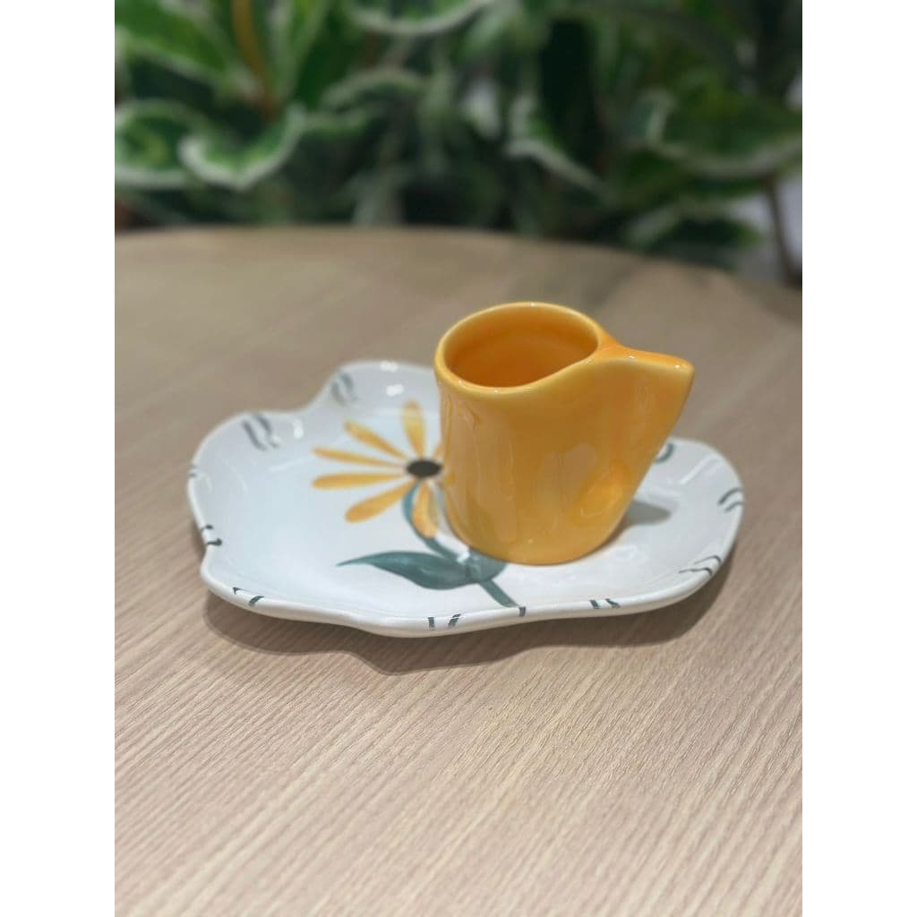 Xícara café chá ceramica organica Playful Flowers margarida - 80ml
