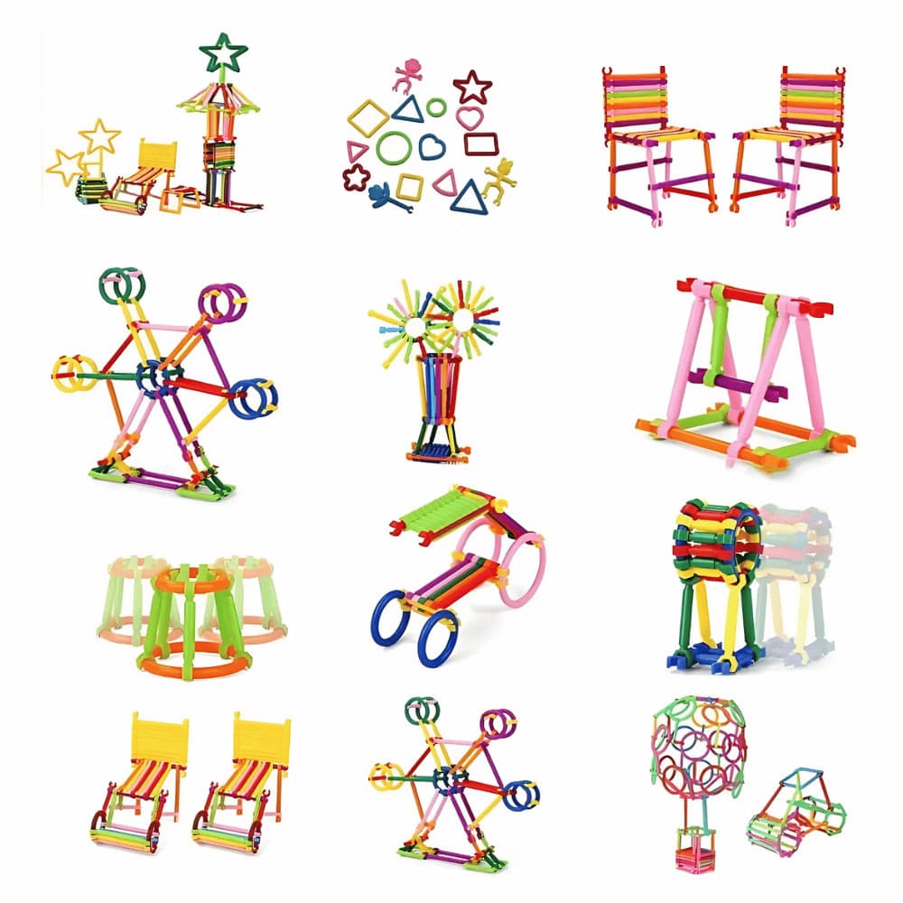 Peças de montar coloridas tipo lego creative criatividade imaginação infantil