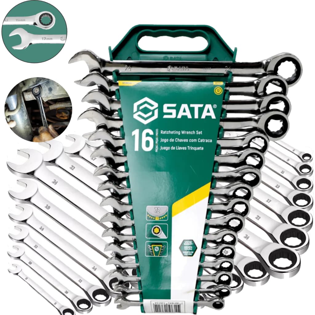 Jogo De Chave Combinada Catraca Com 16pcs St08034l Sata