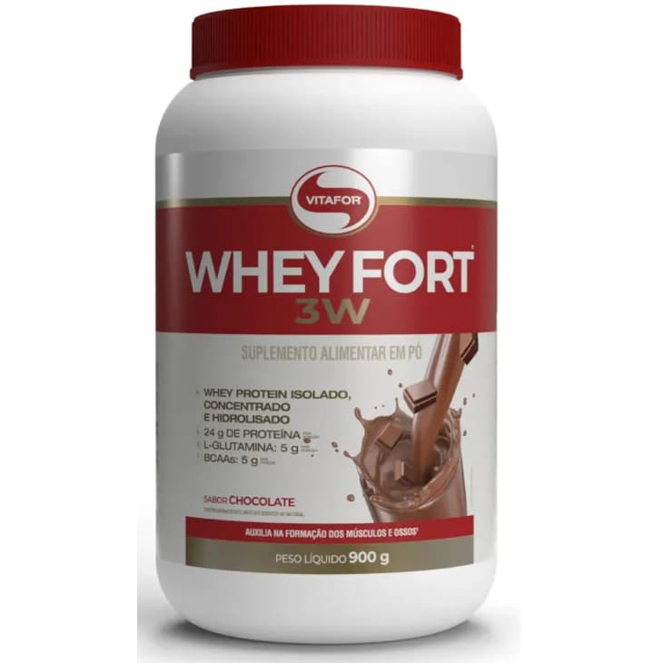 Vitafor Whey Protein Whey Fort 3W 900g Sabor Chocolate