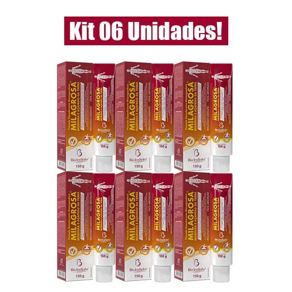 KIT 6 UNIDADES POMADA MASSAGEADORA MILAGROSA COM MORINGA E AÇAFRÃO DA TERRA 150g BIO INSTINTO