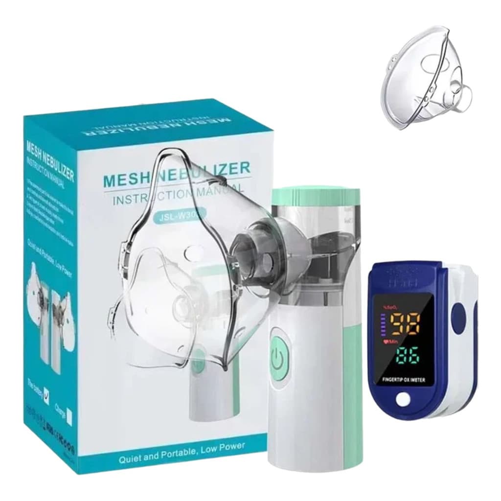 Kit Inalador Nebulizador Portatìl Ultrassonico + Oximetro de Dedo