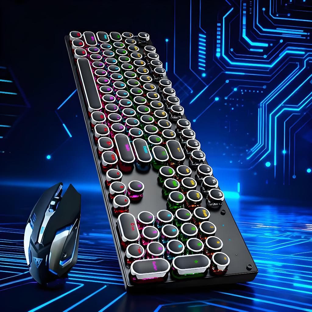 Kit Teclado Mouse Gamer Semi Mecânico RGB 3200DPI Ajuste DPI 7 Cores Retroiluminado -H7