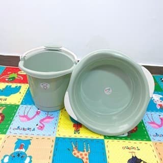 Balde 8L + Bacia 15L Adoleta | Conjunto Lavanderia Infantil Organizador