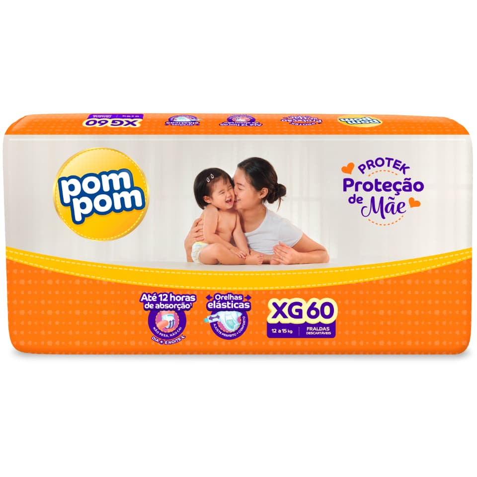 Fralda Pom Pom Protek Tam. XG - 12 a 15kg 60 Unidades