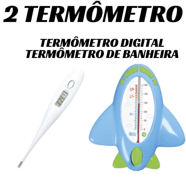 Kit 2 termômetros (Digital e Banheira) Termômetro Corporal Digital  Display LCD e Termômetro de banheira