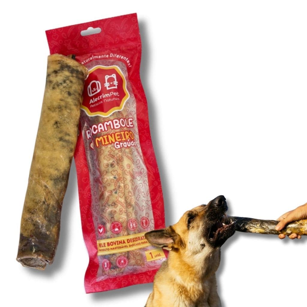 Pele Bovina Mordedor 100% Natural Para Cães 1 Unidade Rocambole Mineiro Graúdo AlecrimPet
