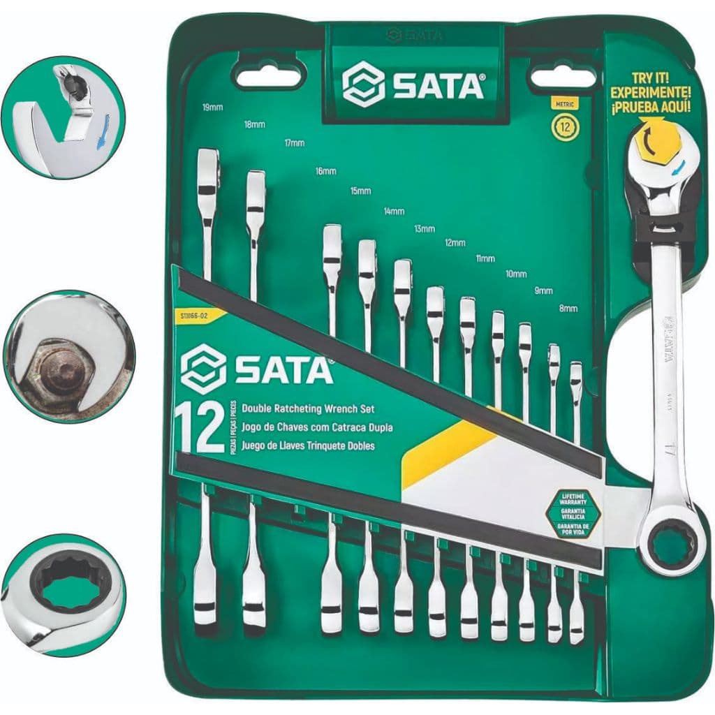 Jogo De Chave Combinada Catraca 8 A 19mm 12pc Speedy Sata