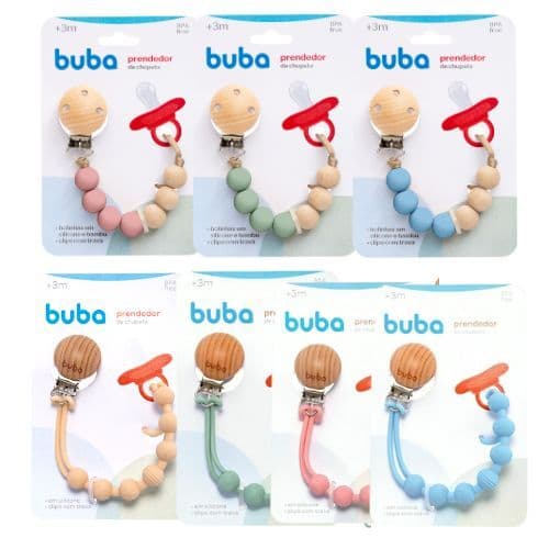 Prendedor De Chupeta Para Bebê Buba Em Silicone E Bambu | Prendedor De Chupeta Infantil