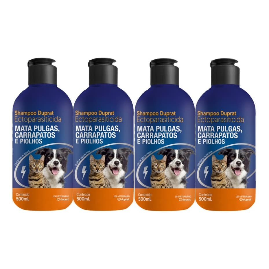 Kit C/4 Shampoos Antipulgas Para Cães E Gatos Pet Clean 500ml