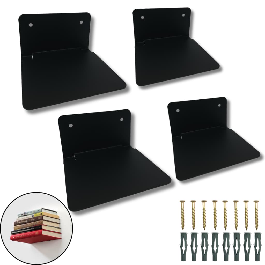 Kit 4 Suportes de Parede Tipo Prateleira Suspensa para Livros Formato Invisível Organização Versátil