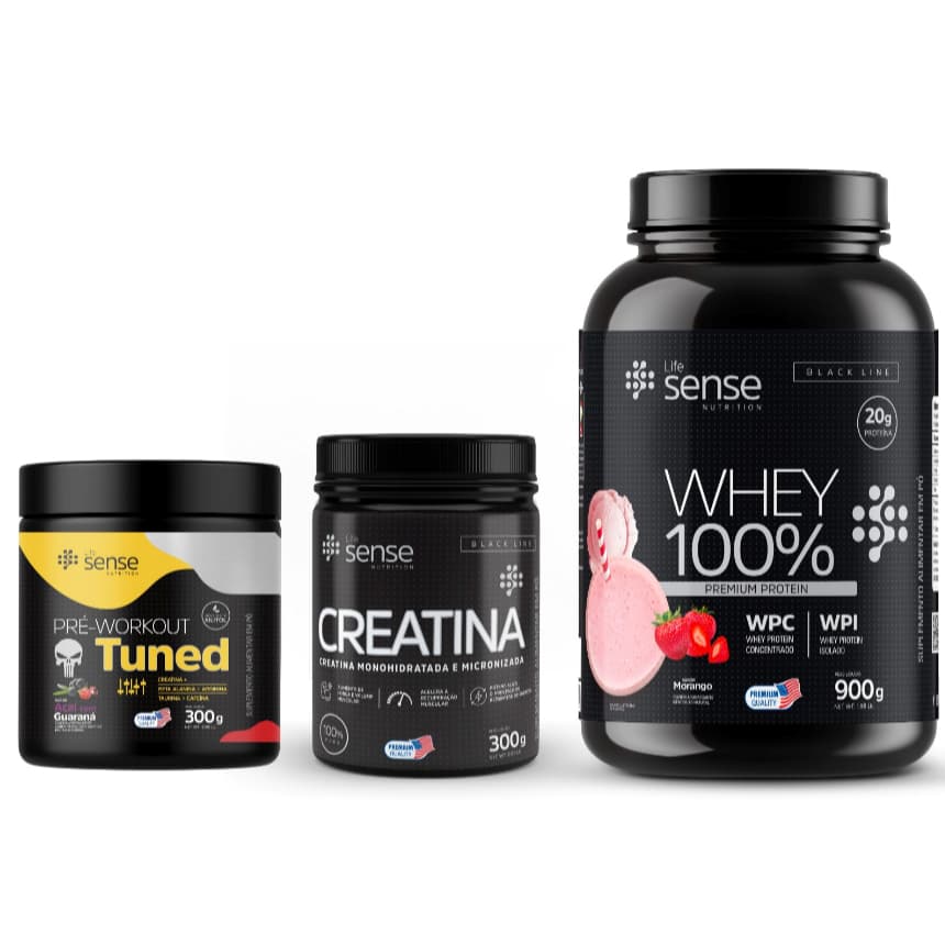 Kit Life Sense - Whey 100% + Creatina 300gr + Pré treino TUNED