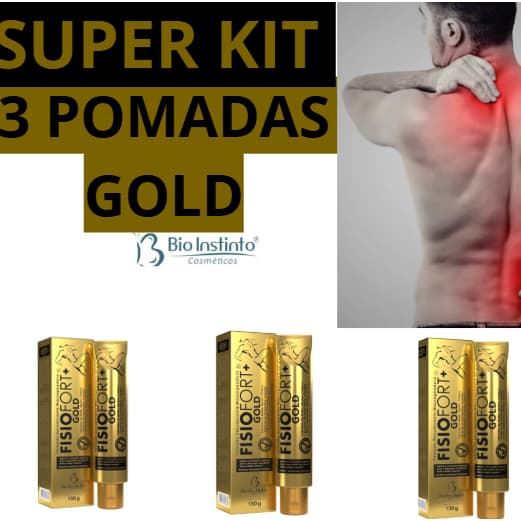 💪🌿 KIT COM 3 UNIDADES – POMADA MASSAGEADORA FISIOGOLD BIO INSTINTO