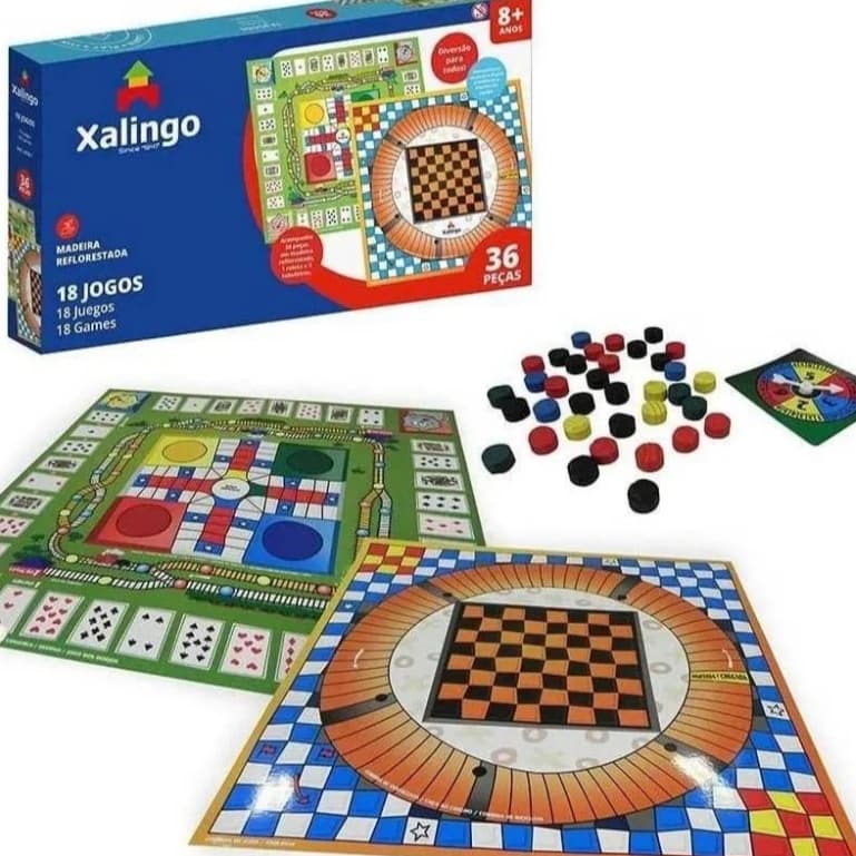 Kit com 18 Jogos Xalingo - Jogos de Tabuleiro para Família e Crianças Diversão Jogos de Tabuleiro