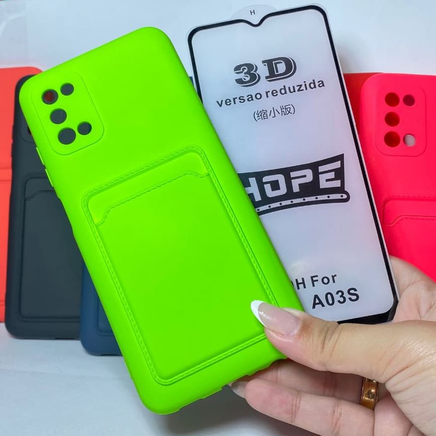 Capa A03S + Película 3D Kit Samsung Capinha Case Protetora Celular Silicone