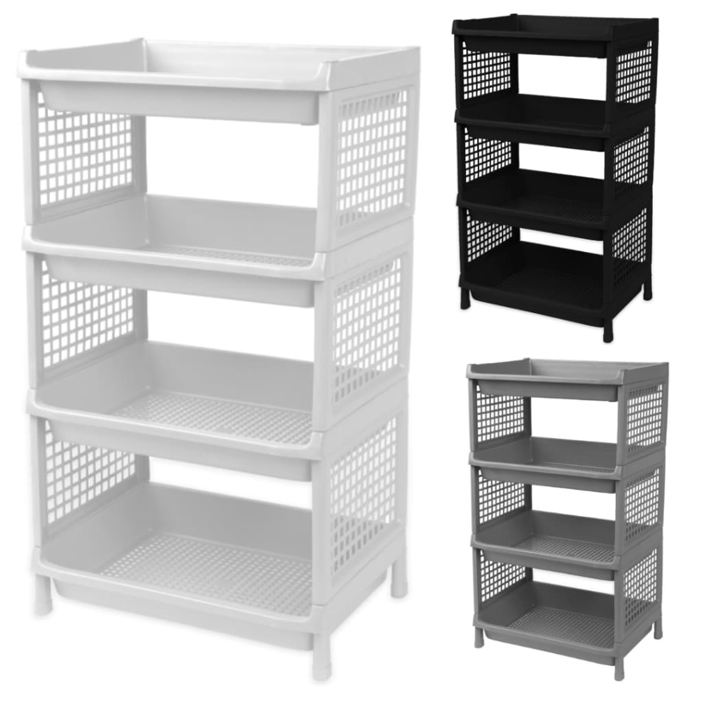 Estante 4 Prateleiras Organizadora de Plástico Modular Multiuso Cozinha Quarto Escritório Fruteira