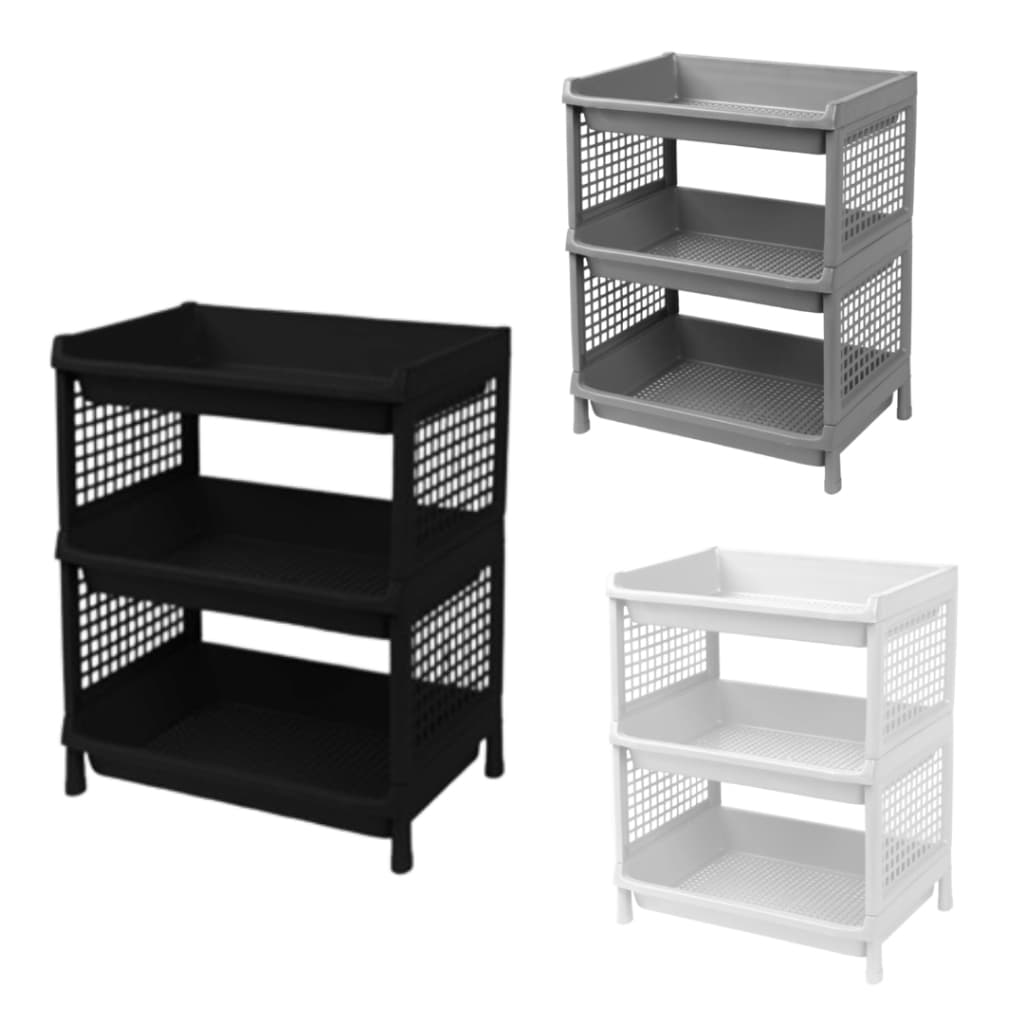 Estante 3 Prateleiras Organizadora de Plástico Modular Multiuso Cozinha Quarto Escritório Fruteira