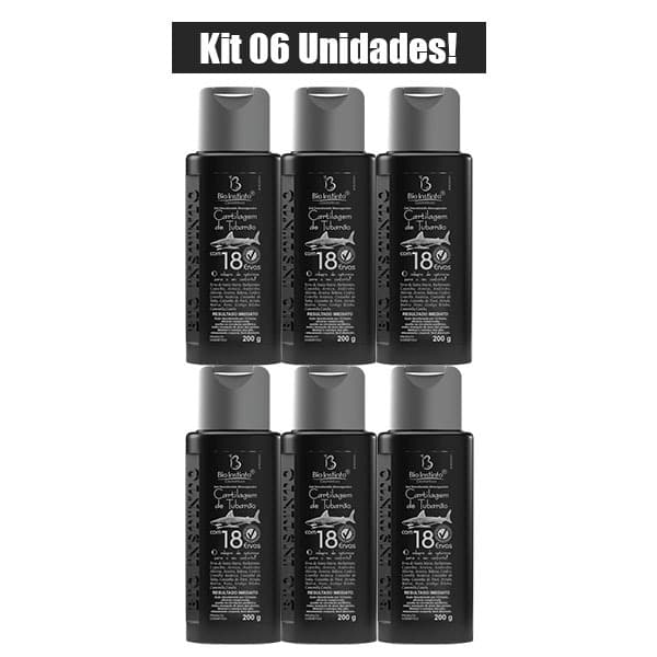 KIT 6 UNIDADES GEL CARTILAGEM DE TUBARÃO COM 18 ERVAS 200g BIO INSTINTO