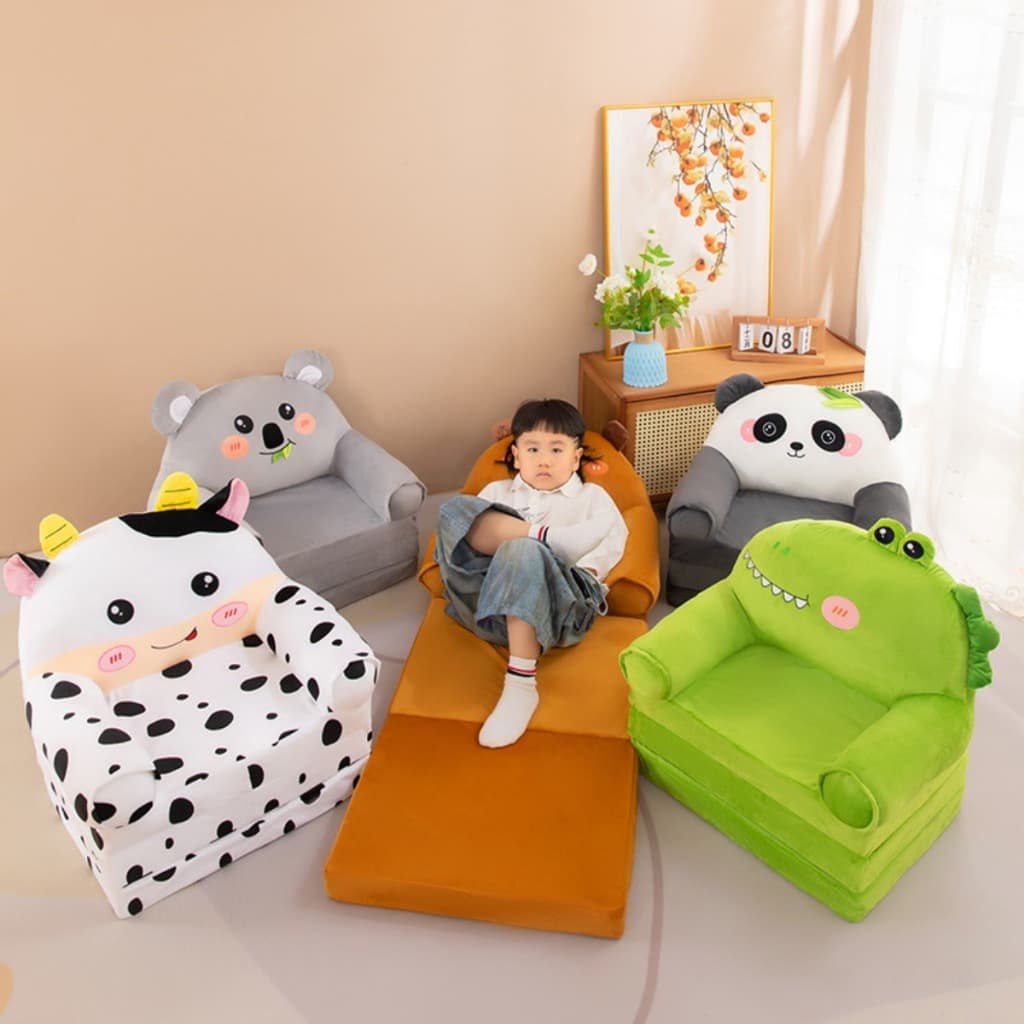 Sofá infantil Cama Infantil Dobrável 2 em 1 Animais Divertido Sofá Cama para Crianças