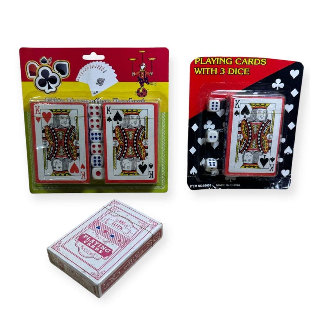 Kit Baralho de Cartas de Papel Com Dadinhos Jogos em Família Diversão