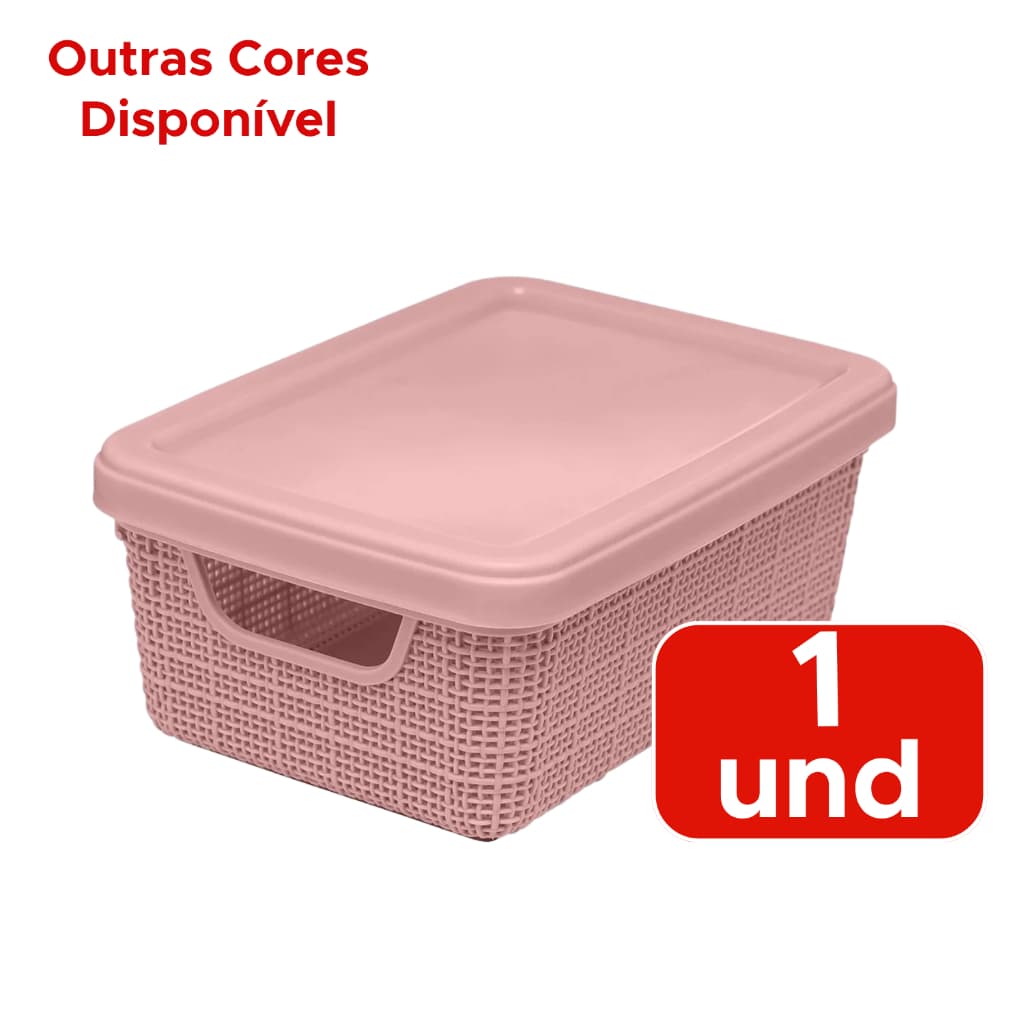 Caixa Organizadora 1,8L Com Tampa Multiuso Para Cozinha Closet e Armário