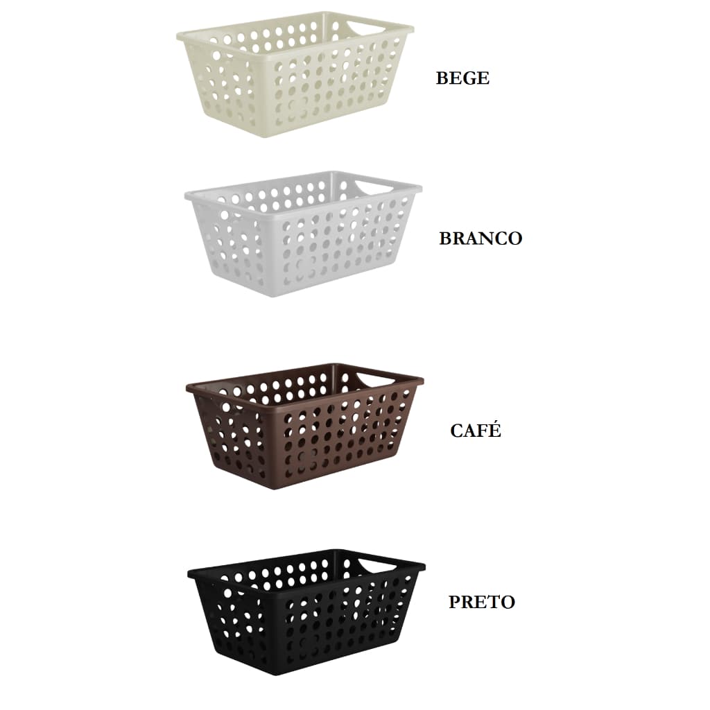 Kit 4 Cestas Organizadoras Multiuso 4,3L | Cesto para Cozinha, Banheiro, Escritório e Armário