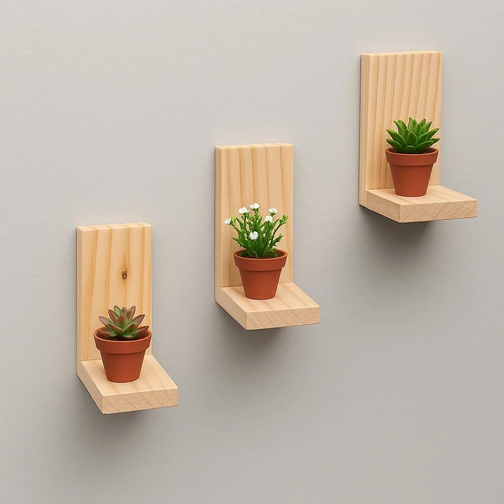 KIT 3 Prateleiras decorativas estante suspensa nicho de parede suporte de madeira pinus vasos artificiais de parede