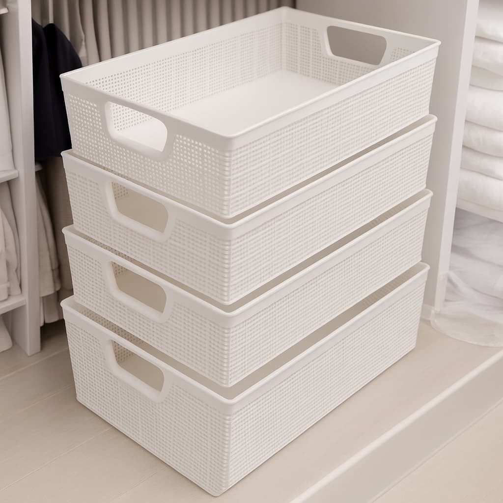 Kit C/06 ou 4 Cestos Organizadores de 5,2 Litros Multiuso Para Casa Cozinha Banheiro Em Promoção