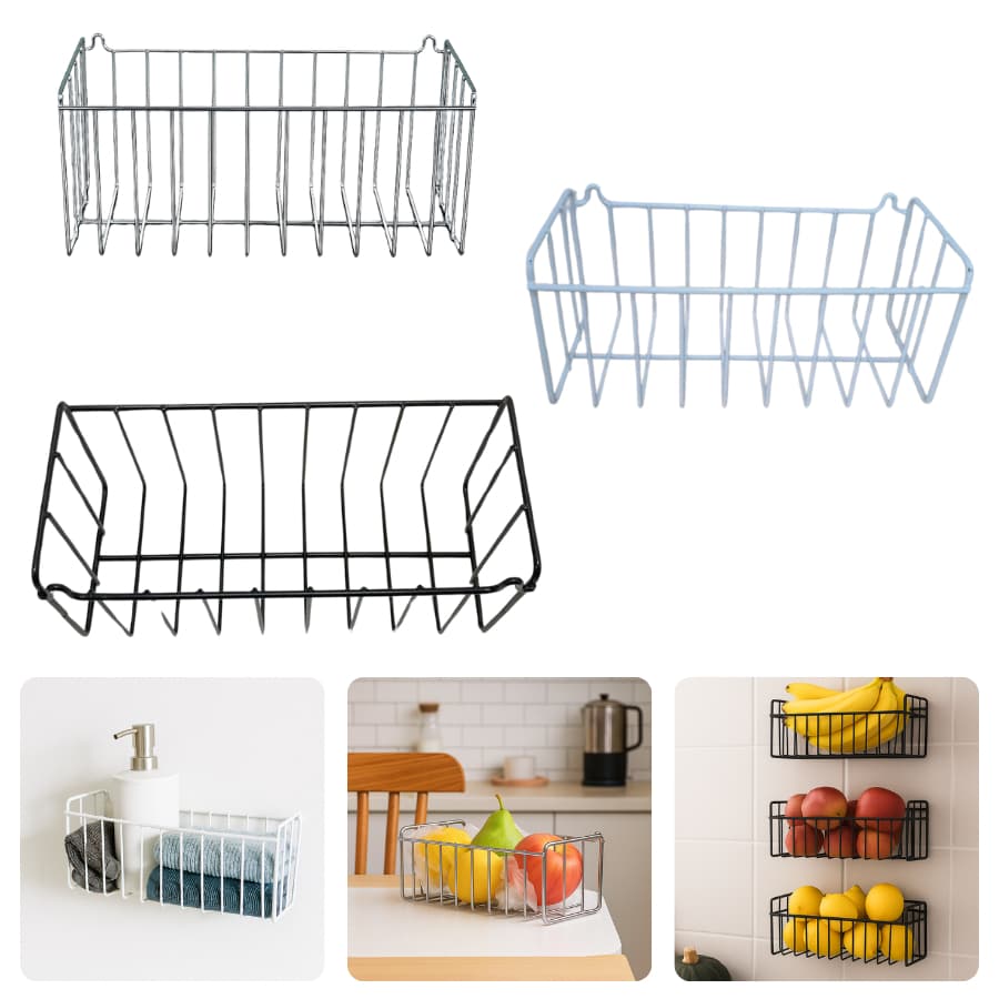 Cesto Multiuso Aramado De Parede 20x9 Cozinha Fruteira Banheiro Lavanderia Organizador