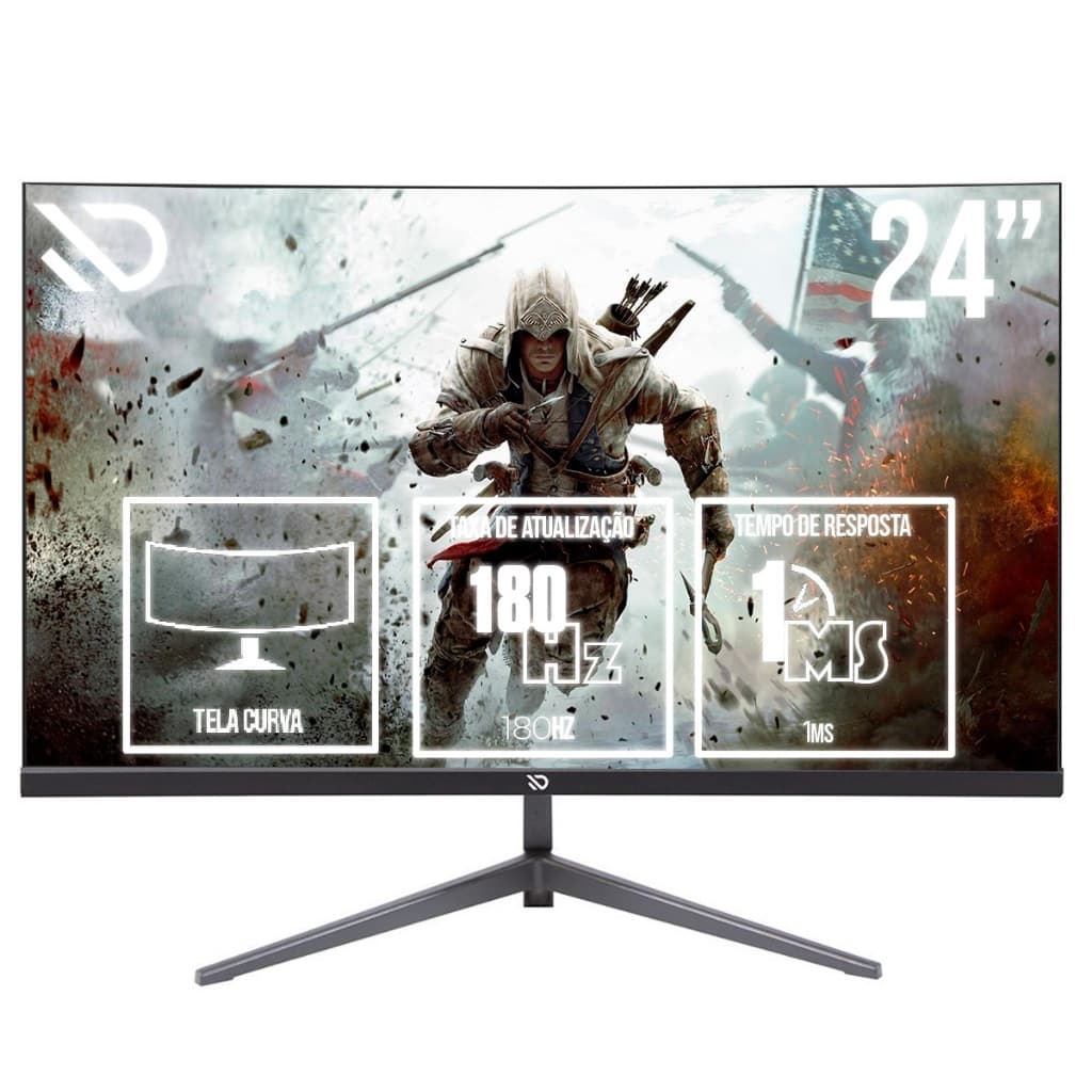 Monitor Gamer 24" Curvo Painel VA HDR FULL HD 1920×1080 180Hz 1Ms Com Som (DXMO24CF180S)