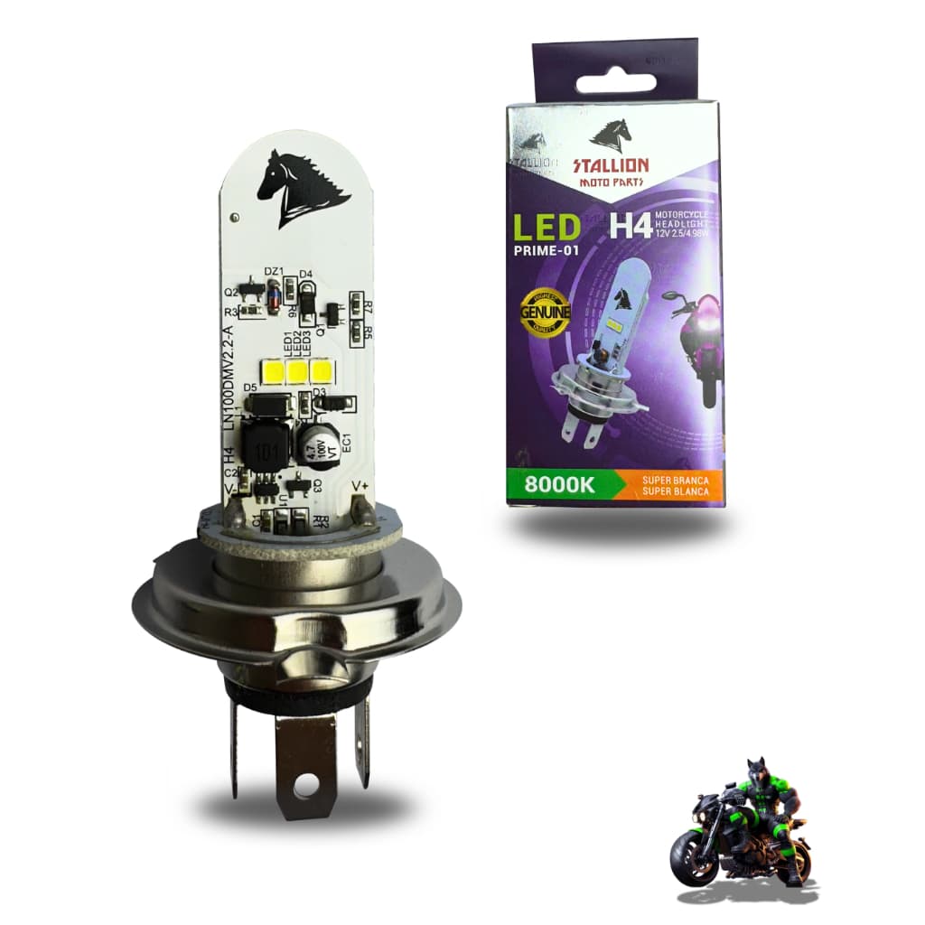 Led Lampada H4 Moto Carro 8000k Cavalinho Efeito Xenon Azul ORIGINAL